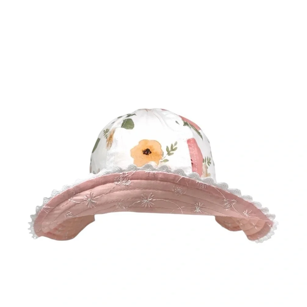 Toby Floral Kids Sun Hat Watercolor Reversible Eyelet hat size 12-24 months